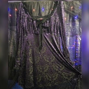 Purple Velvet Long Sleeve Top